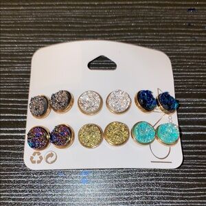 Elegant Multi-Color Stud Earrings Set